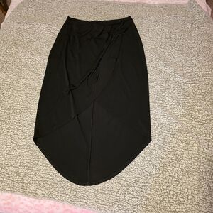 Black Draped Tulip Midi Skirt - Women